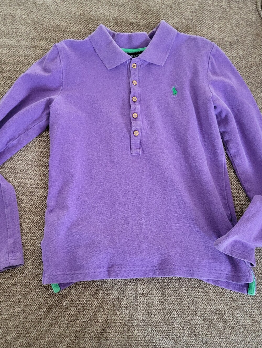 Ralph Lauren Purple Long Sleeve Polo Kids Size Medium 8/10